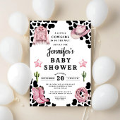 Westerne Roze Cowgirl Baby shower Kaart