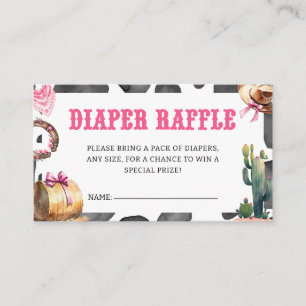 Westerne Roze Cowgirl Baby shower Luier Raffle Informatiekaartje
