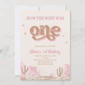 Westerne roze cowgirl eerste verjaardag kaart (Voorkant)