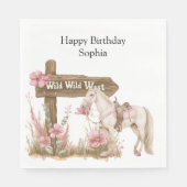 Westerne Roze Cowgirl Wild West Horse Verjaardag Servet (Voorkant)