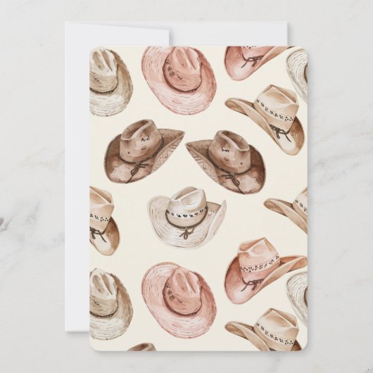 Westerne Roze Crème Cowgirl Petten Verjaardag Kaart (Achterkant)