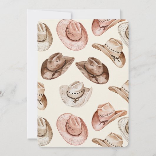 Westerne Roze Crème Cowgirl Petten Vrijgezellenfee Kaart (Achterkant)