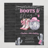 Westerne Roze Laarzen & Bling Cowgirl Cactus Verja Kaart (Voorkant / Achterkant)