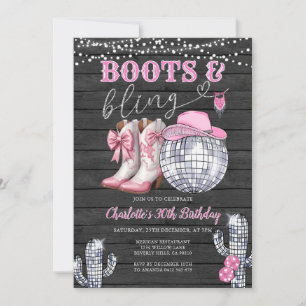 Westerne Roze Laarzen & Bling Cowgirl Cactus Verja Kaart