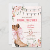 Westerne Roze Laarzen en Bow Vrijgezellenfeest Kaart (Voorkant)