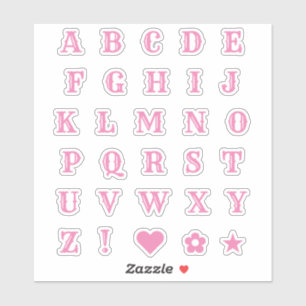 Westerne roze letters   Monogram Alfabet Stickers