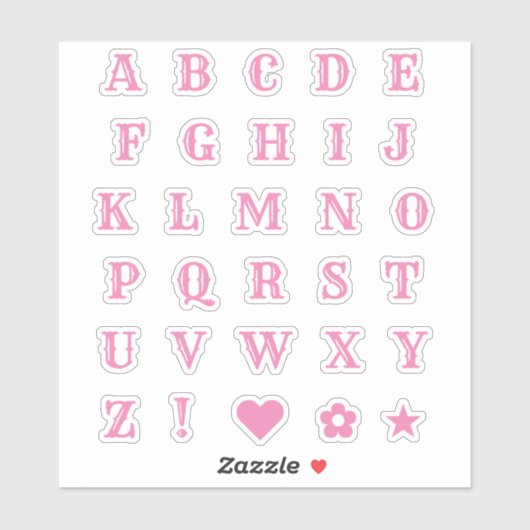 Westerne roze letters | Monogram Alfabet Stickers (Vel)