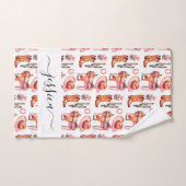 Westerne roze oranje cowgirl scriptnaam bad handdoek (Handdoek)