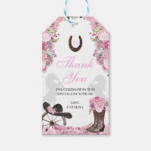 Westerne roze Ranchero Quinceanera Gift Labels