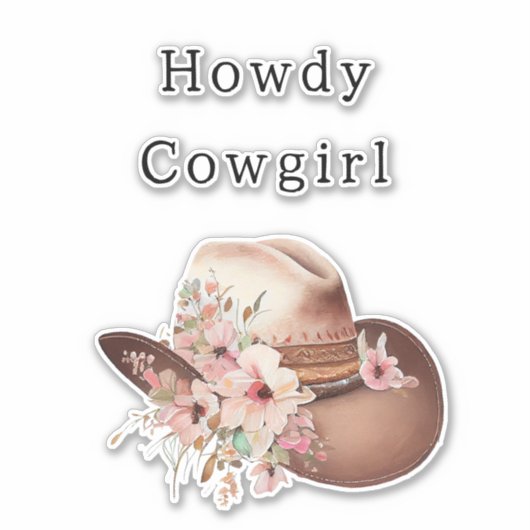 Westerne Roze Tan Floral Cowgirl Pet Sticker (Voorkant)