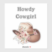 Westerne Roze Tan Floral Cowgirl Pet Sticker (Vel)