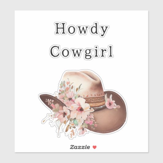 Westerne Roze Tan Floral Cowgirl Pet Sticker (Vel)