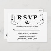 Westerne RSVP country Wedding Cowboy Boots Rustic Uitnodiging Briefkaart (Voorkant / Achterkant)