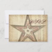 Westerne RSVP-kaart voor Rustisch land Wood Star W RSVP Kaartje (Achterkant)