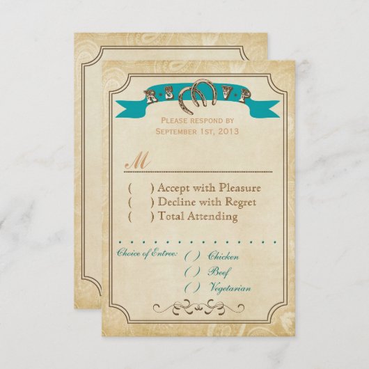 Westerne RSVP-kaarten RSVP Kaartje (Voorkant / Achterkant)