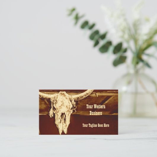 Westerne Rust Brown Rustic Bull Koe Visitekaartje (Staand voorkant)