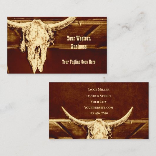 Westerne Rust Brown Rustic Bull Koe Visitekaartje (Voorkant / Achterkant)