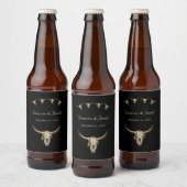 Westerne Rustic Black Wedding Bull Koe Skull Bier Etiket (Flessen)