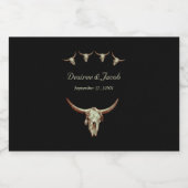 Westerne Rustic Black Wedding Bull Koe Skull Likeurfles Etiket (Enkel label)