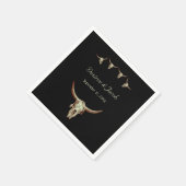 Westerne Rustic Black Wedding Koe Bull Skull Servet (Hoek)