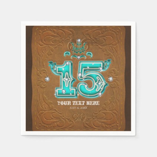 Westerne Rustic Brown Leather Kijk & Diamonds 15 Servet (Voorkant)