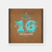 Westerne Rustic Brown Leather Kijk & Diamonds 16 Servetten (Voorkant)