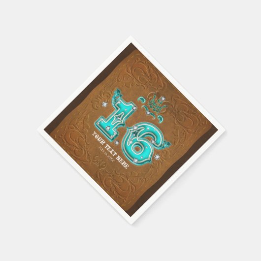 Westerne Rustic Brown Leather Kijk & Diamonds 16 Servetten (Hoek)