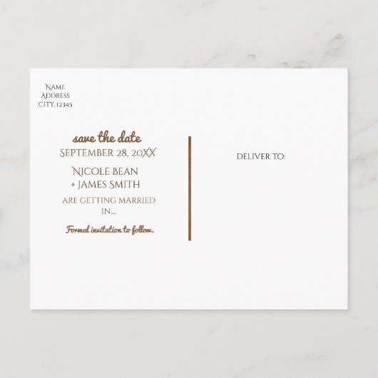 Westerne Rustic Brown Leather Look SAVE IT de datu Aankondigingskaart (Achterkant)