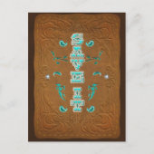 Westerne Rustic Brown Leather Look SAVE IT de datu Aankondigingskaart (Voorkant)