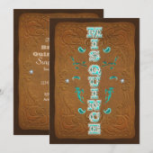 Westerne Rustic Brown & Turquoise MIS QUINCE 15 Kaart (Voorkant / Achterkant)