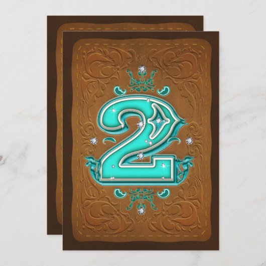 Westerne Rustic Brown & Turquoise TWO 2 2e partij Kaart (Voorkant / Achterkant)