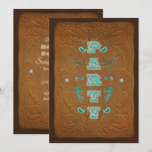 Westerne Rustic Brown & Turquoise verjaardagsfeest Kaart (Voorkant / Achterkant)