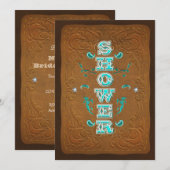 Westerne Rustic Brown & Turquoise Vrijgezellenfees Kaart (Voorkant / Achterkant)