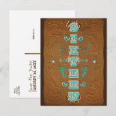 Westerne Rustic Brown & Turquoise ZESTIEN 16 Party Aankondigingskaart (Voorkant / Achterkant)