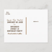 Westerne Rustic Brown & Turquoise ZESTIEN 16 Party Aankondigingskaart (Achterkant)