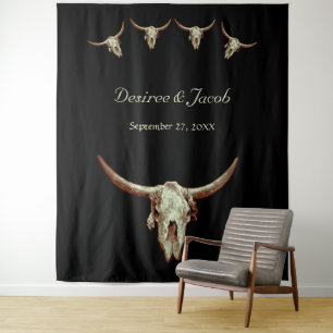 Westerne Rustic Bull Skull Weddenschap Foto Booth Wandkleed