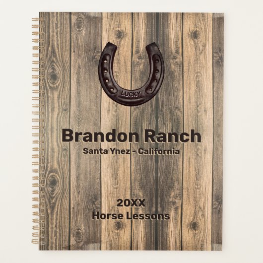 Westerne Rustic Lucky Hoefijzer Riding Lessen Planner (Voorkant)