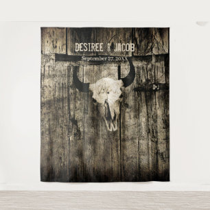 Westerne Rustic Wedding Bull Skull  achtergrond Wandkleed
