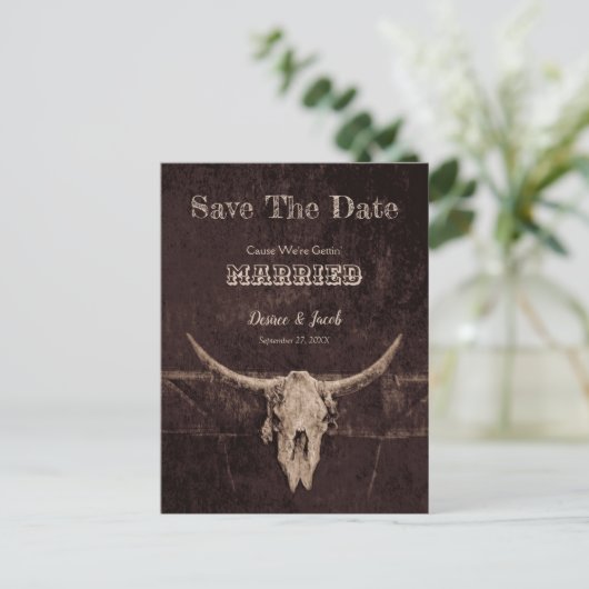 Westerne Rustic Wedding sparen de Datum Briefkaart (Staand voorkant)