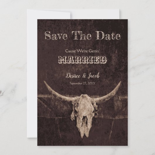 Westerne Rustic Wedding sparen de Datum Save The Date (Voorkant)