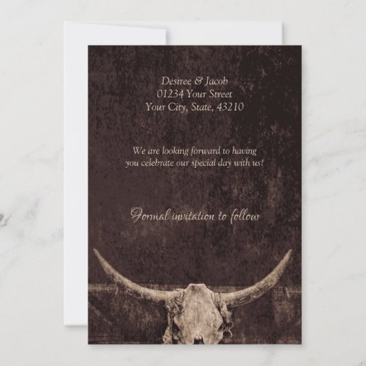 Westerne Rustic Wedding sparen de Datum Save The Date (Achterkant)