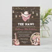 Westerne rustieke 21e, 30e, 40e, Cowgirl verjaarda Kaart (Staand voorkant)
