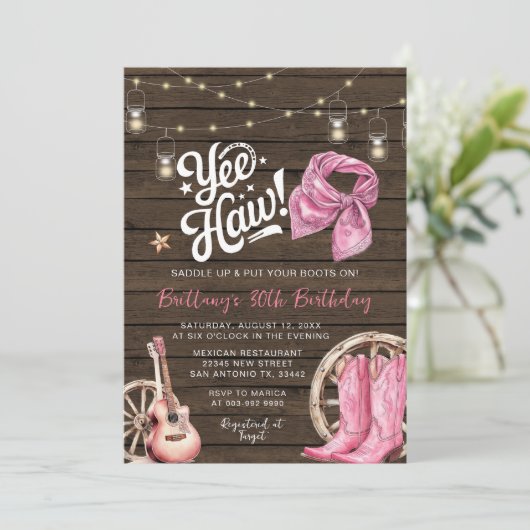Westerne rustieke 30e, 40e Cowgirl Verjaardag Kaart (Staand voorkant)