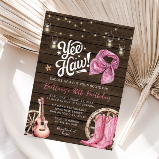 Westerne rustieke 30e, 40e Cowgirl Verjaardag Kaart