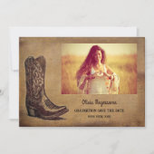 Westerne rustieke Afstuderen foto Save The Date (Voorkant)