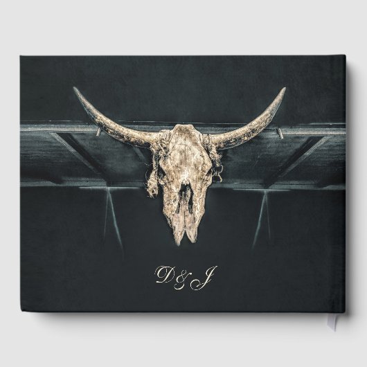 Westerne rustieke beige grijze Country Bull Skull Gastenboek (Achterkant)