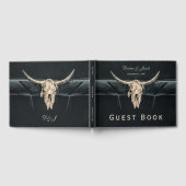 Westerne rustieke beige grijze Country Bull Skull Gastenboek (Volledig)