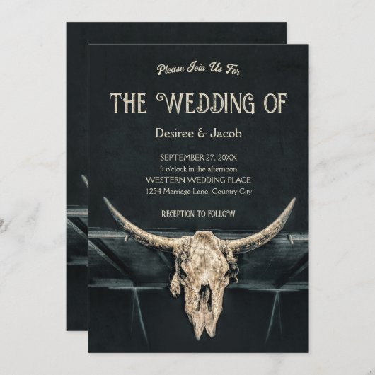 Westerne rustieke beige grijze Country Bull Skull Kaart (Voorkant / Achterkant)