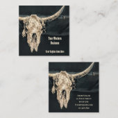 Westerne rustieke beige grijze Country Bull Skull Vierkante Visitekaartje (Voorkant / Achterkant)