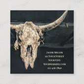 Westerne rustieke beige grijze Country Bull Skull Vierkante Visitekaartje (Achterkant)